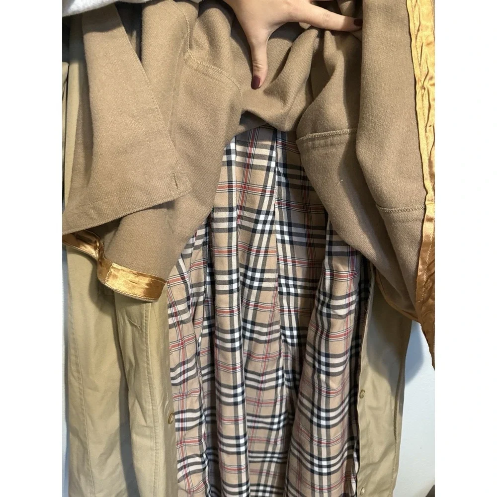 Vintage Tan Canvas Trench Coat With Wool Blend Removable Liner Unbranded Size 6 - Picture 4 of 11